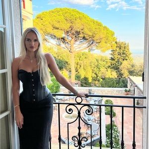 DISSH SPENCER BLACK LINEN MIDI SKIRT - 4 / BLACK